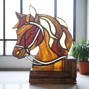 Vintage Stained Glass Horse Mosaic Sculpture OOAK Suncatcher Artist Made